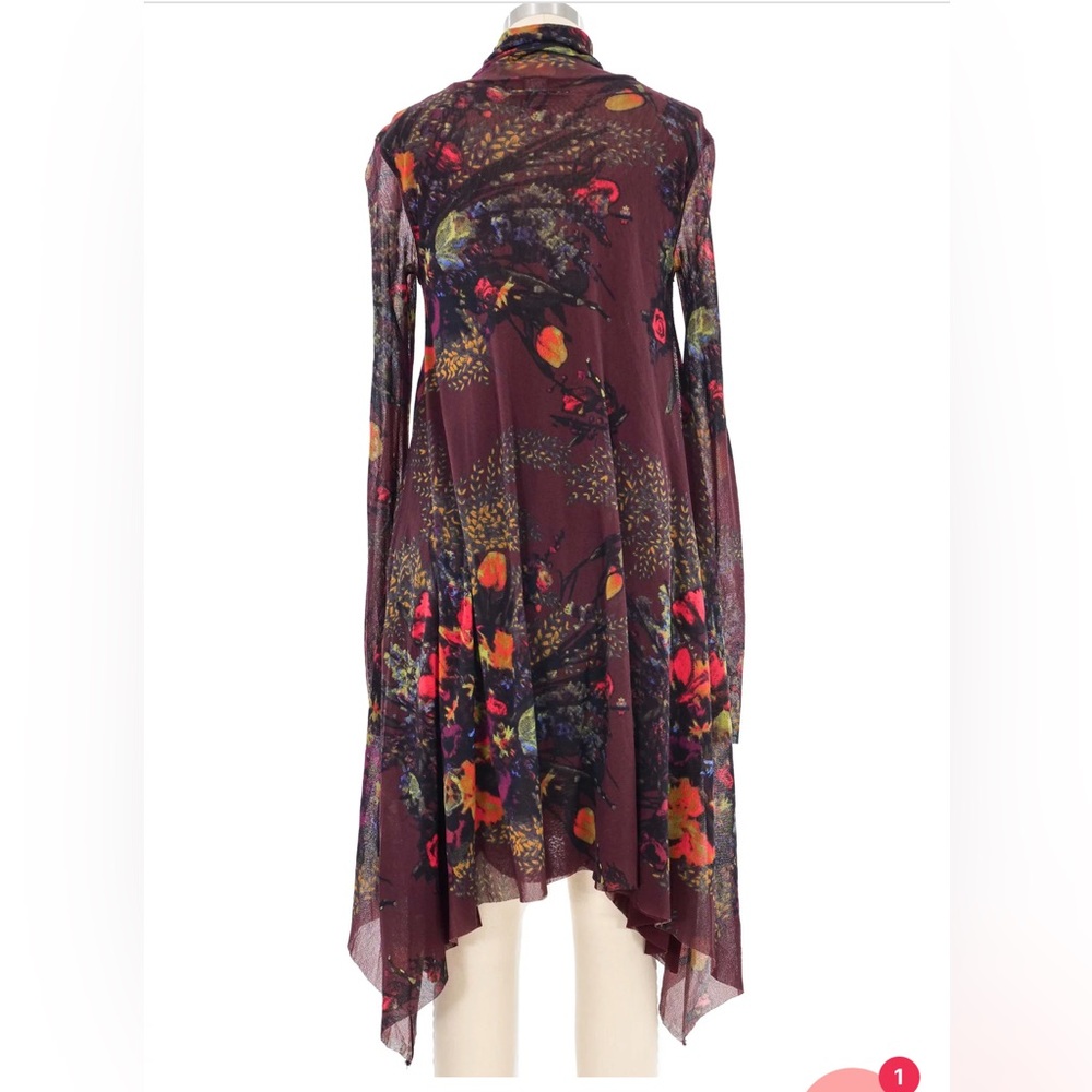 Jean Paul Gaultier Burgundy Floral Asymmetric Dress